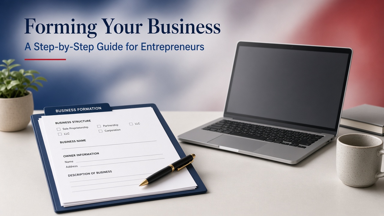 Desk setup illustrating U.S. LLC business formation planning for online sellers
