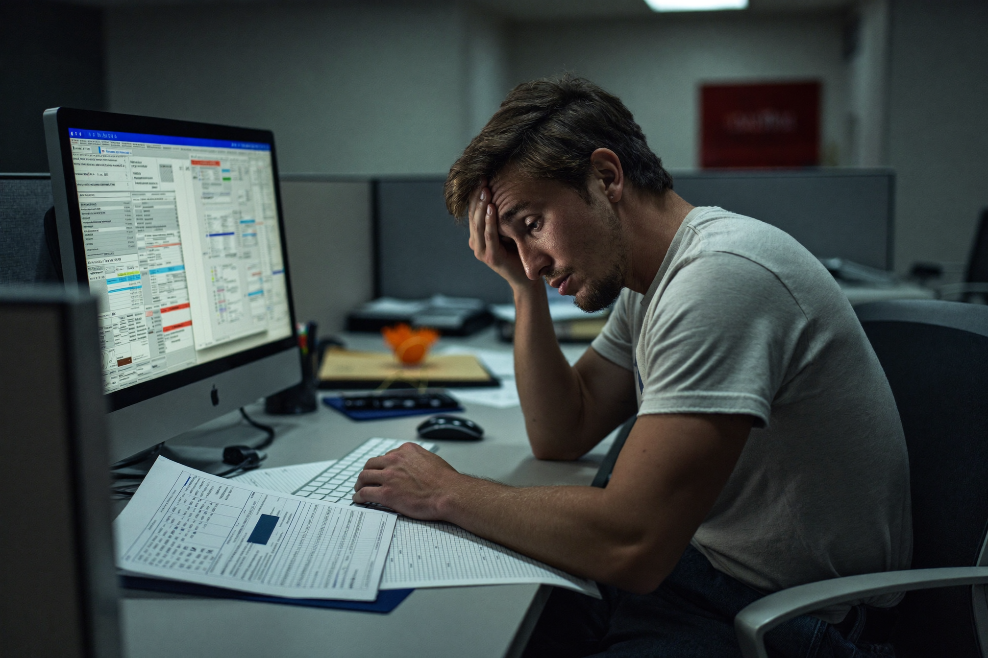 Tired office worker stuck in the 9-to-5